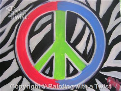 Zebra Peace Sign Painting