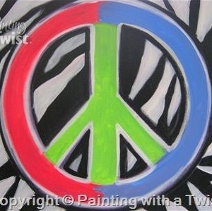 Zebra Peace Sign Painting